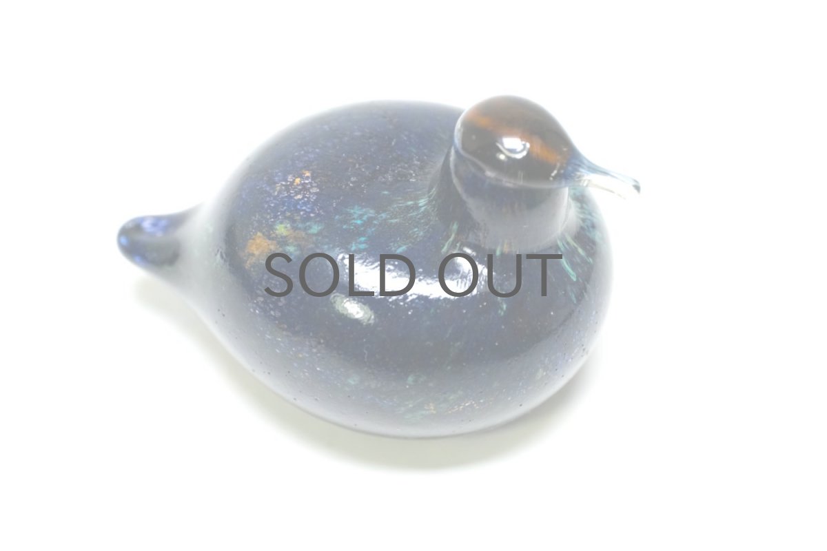 画像2: 北欧アートガラス/iittala/イッタラバード/Oiva Toikka/オイバトイッカ/Golden-Crested Kinglet/ヒッピアイネン/ダークブルー&翡翠 (2)