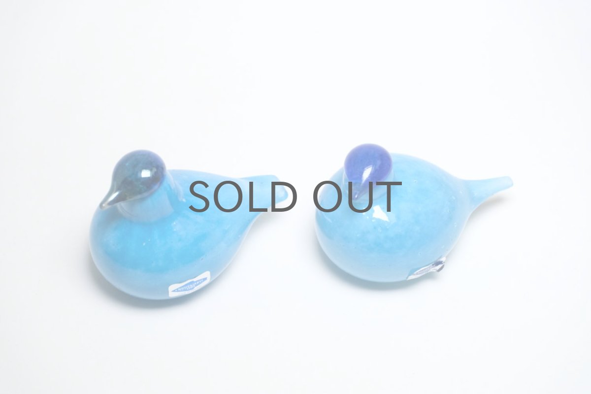 画像4: 北欧アートガラス/ビンテージガラス/Oiva Toikka/オイバトイッカ/イッタラ/Nuutajarvi/ヌータヤルヴィ/Birds/バード/Snow Bunting/ブルー  /２羽セット (4)