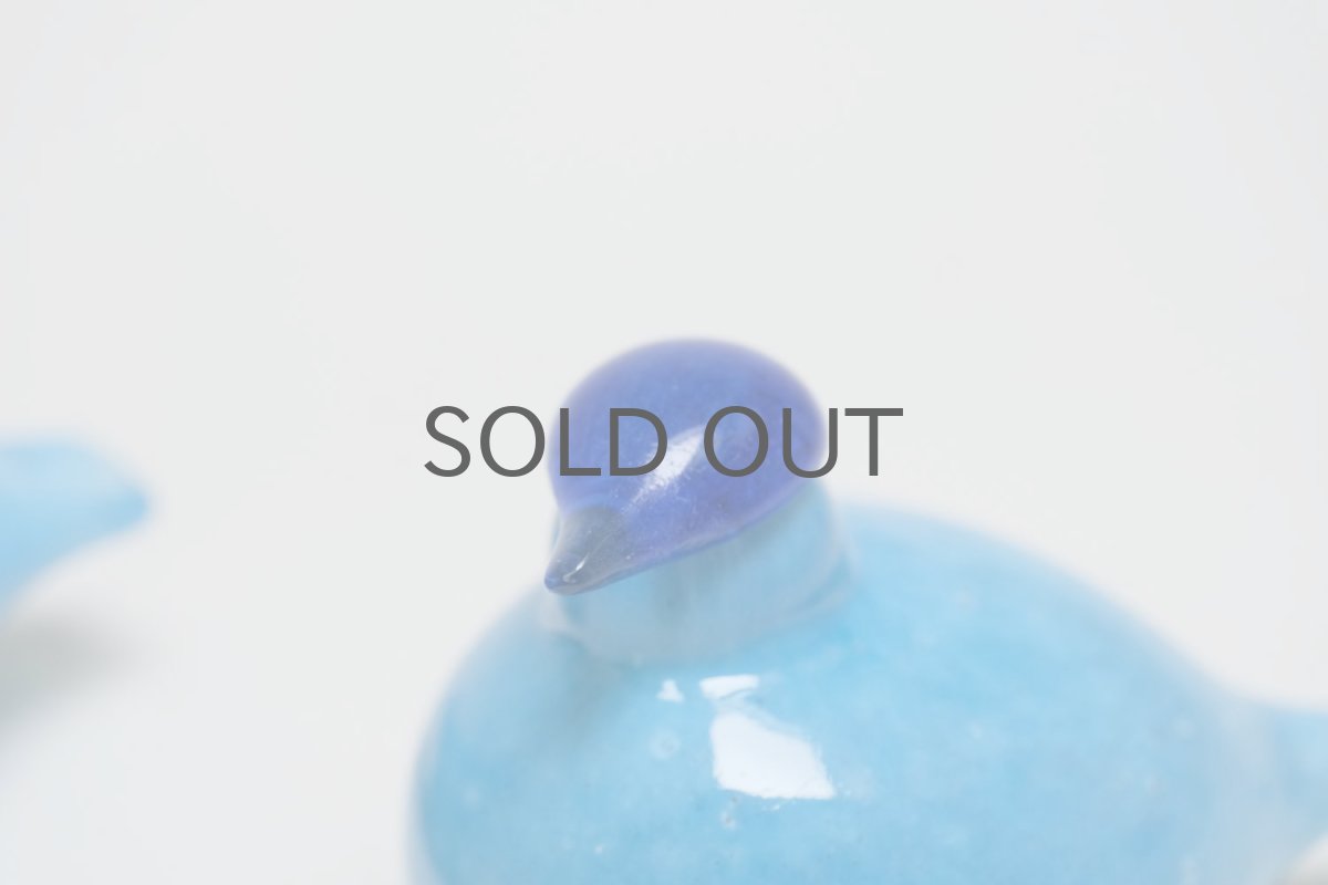 画像6: 北欧アートガラス/ビンテージガラス/Oiva Toikka/オイバトイッカ/イッタラ/Nuutajarvi/ヌータヤルヴィ/Birds/バード/Snow Bunting/ブルー  /２羽セット (6)