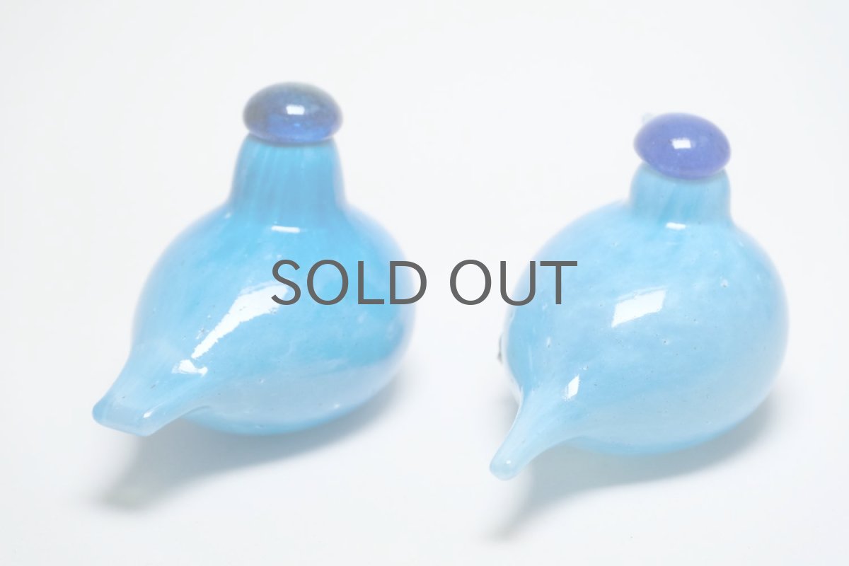 画像3: 北欧アートガラス/ビンテージガラス/Oiva Toikka/オイバトイッカ/イッタラ/Nuutajarvi/ヌータヤルヴィ/Birds/バード/Snow Bunting/ブルー  /２羽セット (3)