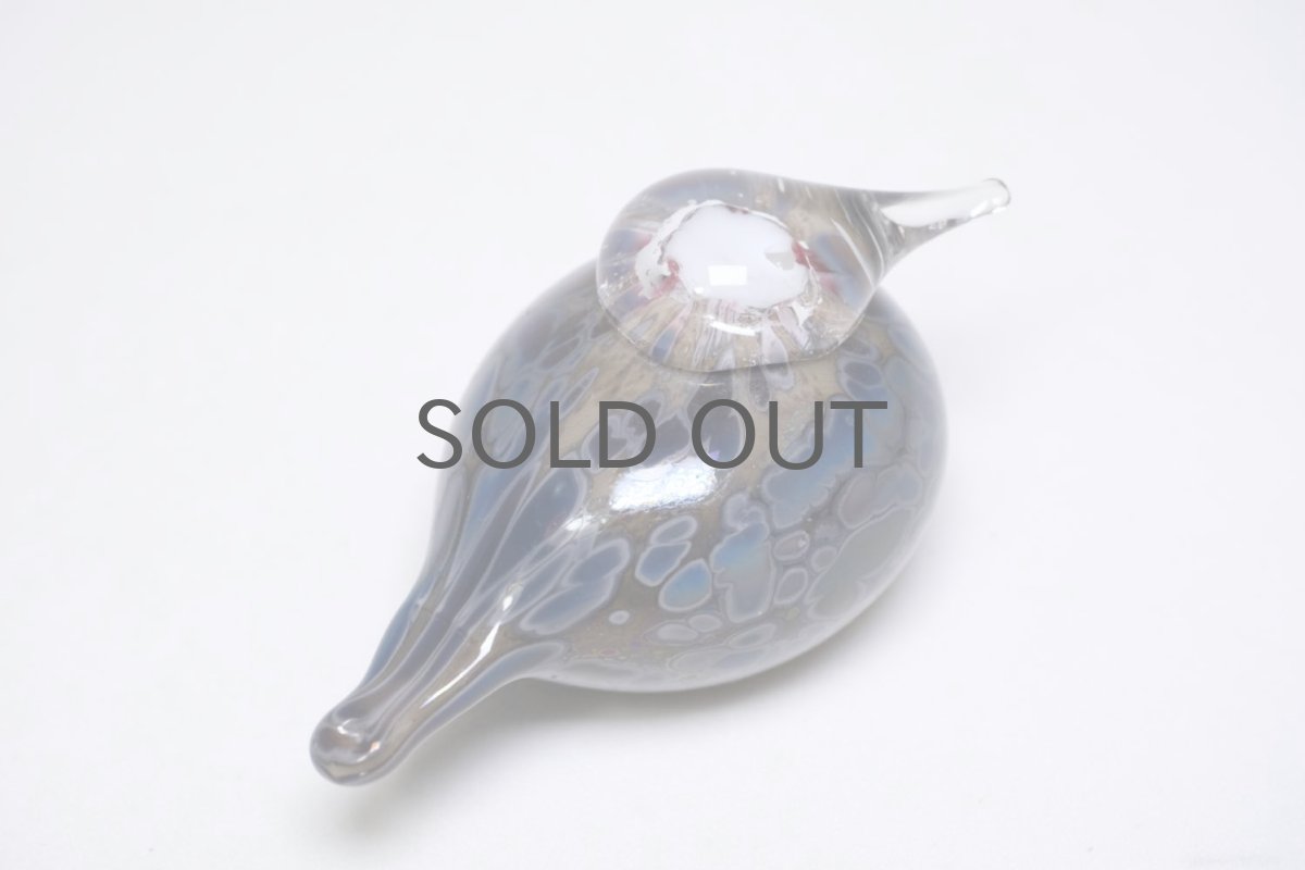 画像5: 北欧アートガラス/Oiva Toikka/オイバトイッカ/Pikku Hippi/ピックヒッピ/Small Goldencrest/ダークベージュ×グレー斑点/巣付き (5)