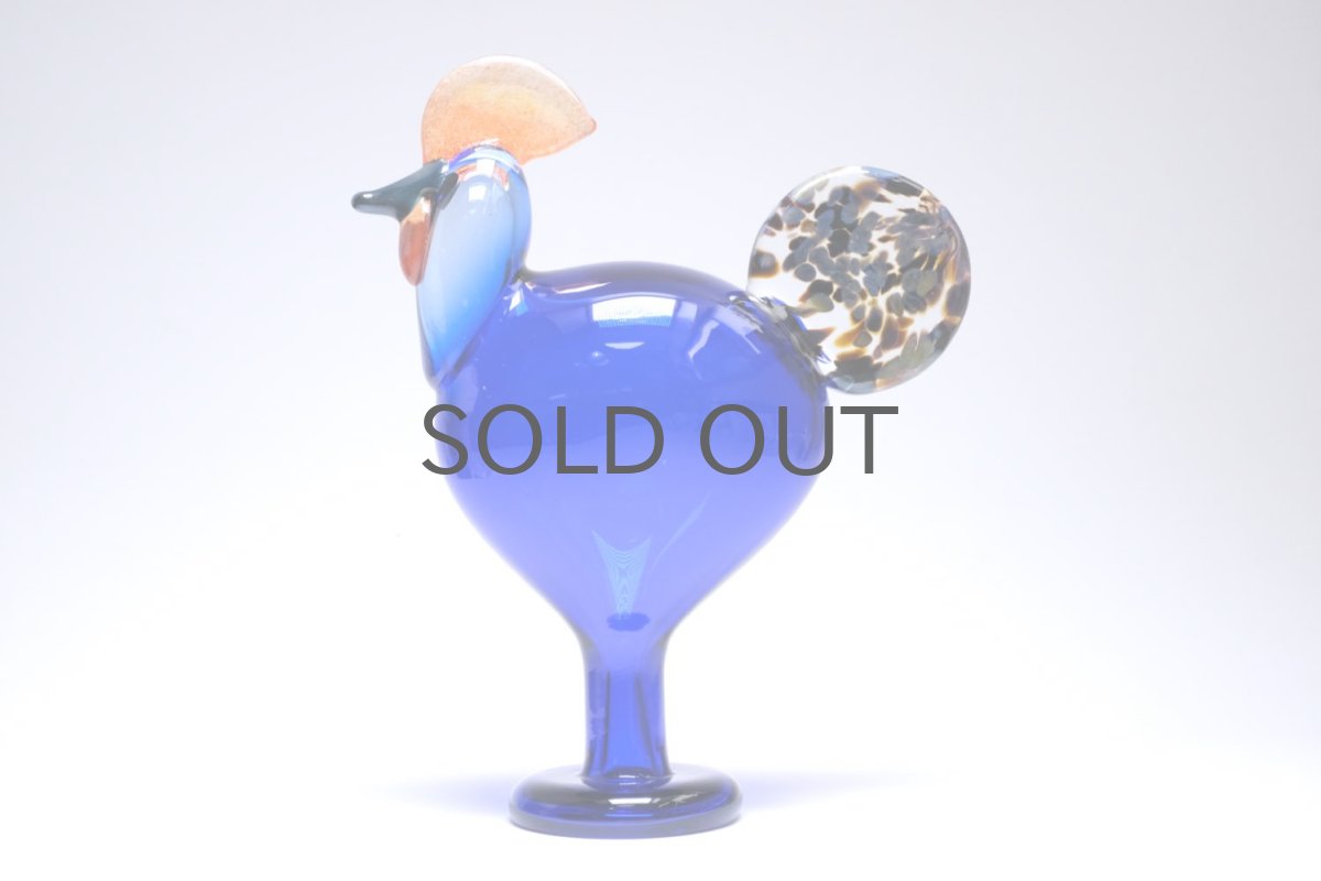 画像1: 北欧アートガラス/ビンテージガラス/Oiva Toikka/オイバ・トイッカ/iittala/イッタラ/Birds/バード/Juhlkukko/Rooster/ユフラクッコ/ルースター/ブルー (1)