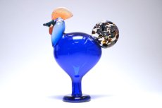 画像1: 北欧アートガラス/ビンテージガラス/Oiva Toikka/オイバ・トイッカ/iittala/イッタラ/Birds/バード/Juhlkukko/Rooster/ユフラクッコ/ルースター/ブルー (1)