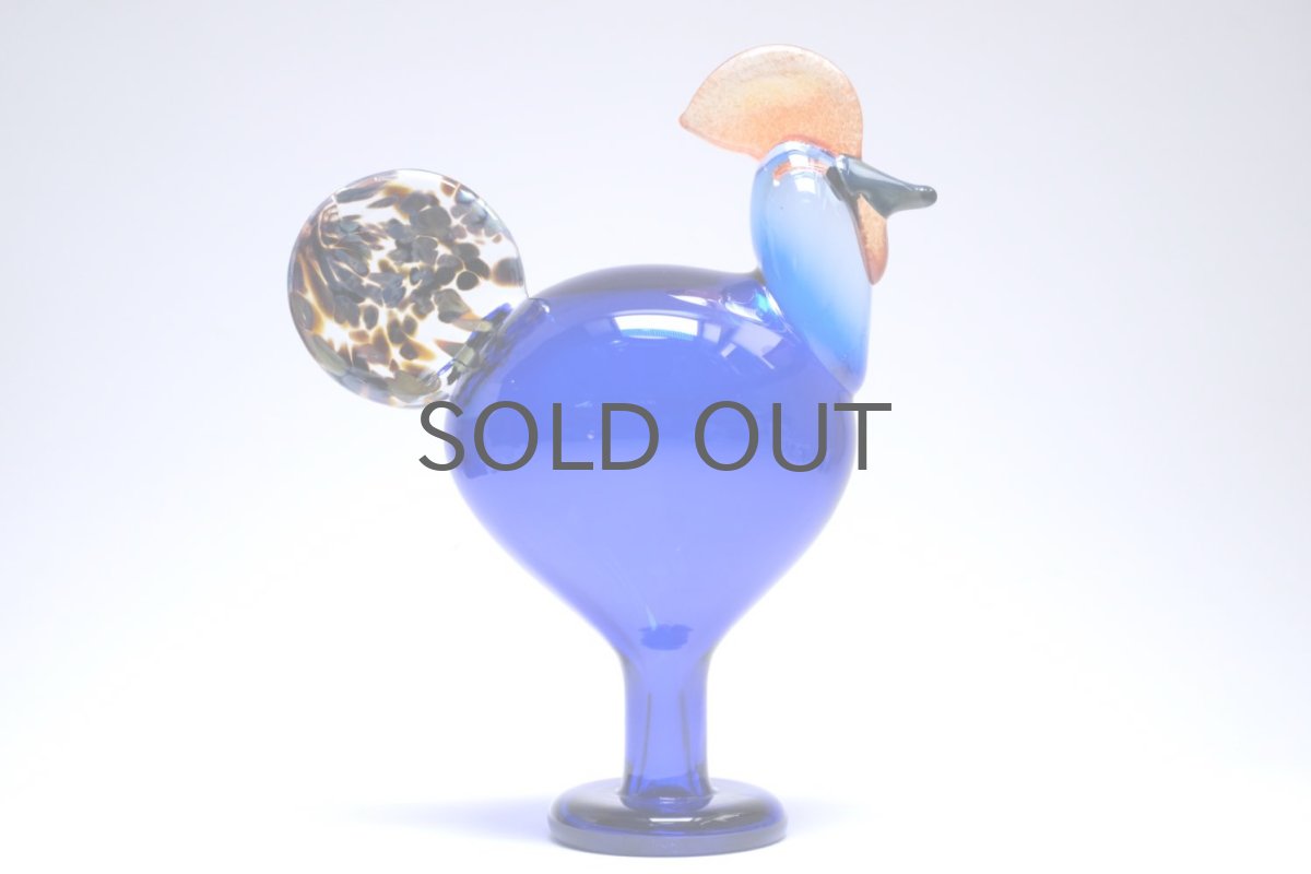 画像2: 北欧アートガラス/ビンテージガラス/Oiva Toikka/オイバ・トイッカ/iittala/イッタラ/Birds/バード/Juhlkukko/Rooster/ユフラクッコ/ルースター/ブルー (2)