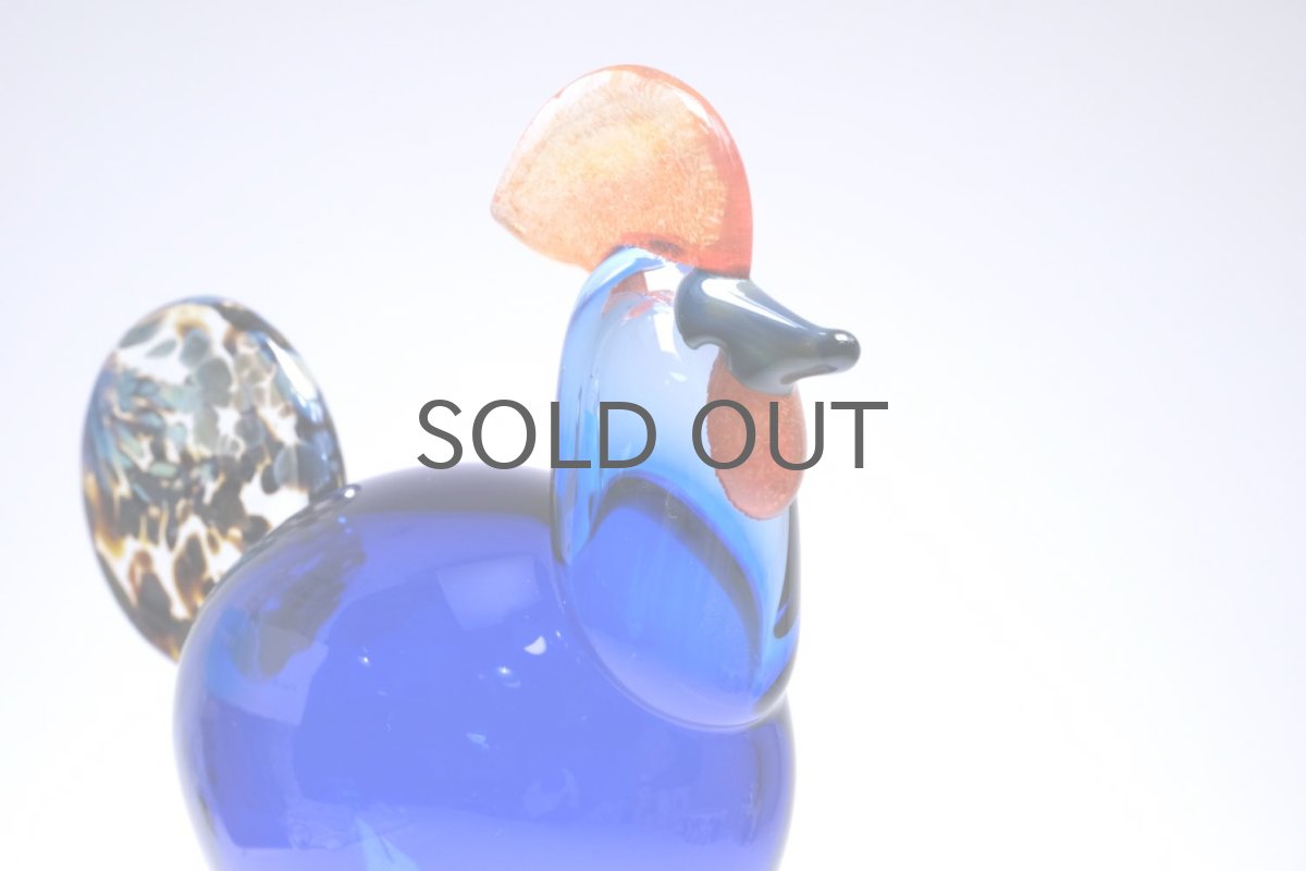 画像3: 北欧アートガラス/ビンテージガラス/Oiva Toikka/オイバ・トイッカ/iittala/イッタラ/Birds/バード/Juhlkukko/Rooster/ユフラクッコ/ルースター/ブルー (3)