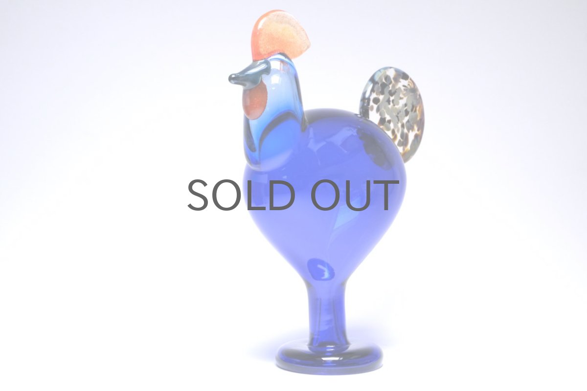 画像6: 北欧アートガラス/ビンテージガラス/Oiva Toikka/オイバ・トイッカ/iittala/イッタラ/Birds/バード/Juhlkukko/Rooster/ユフラクッコ/ルースター/ブルー (6)