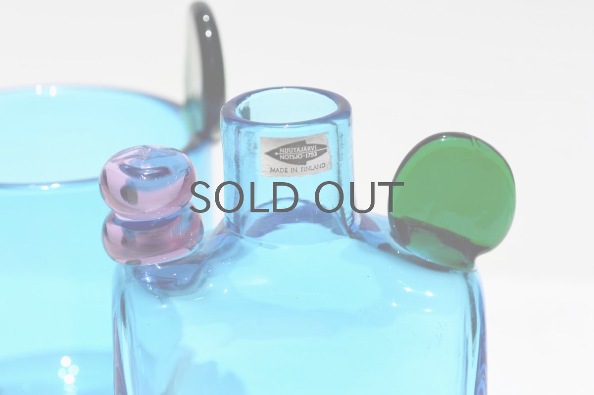 画像8: 北欧アートガラス/ビンテージガラス/Oiva Toikka/オイバ・トイッカ/Nuutajarvi/ヌータヤルヴィ/ Pompula/PomPom Bottle/N526/ブルー (8)