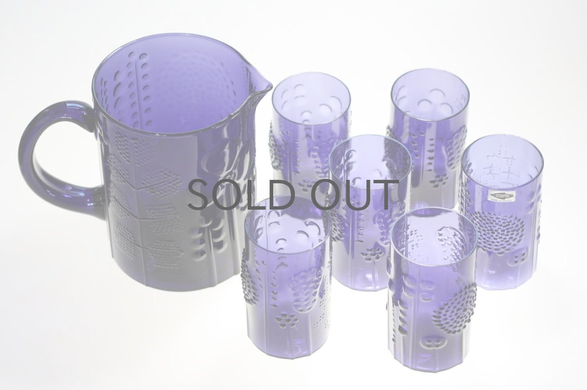 画像2: Oiva Toikka/オイバ・トイッカ/ビンテージ/フローラ/ダークブルーピッチャー&グラスセット/オリジナルBOX付き (2)