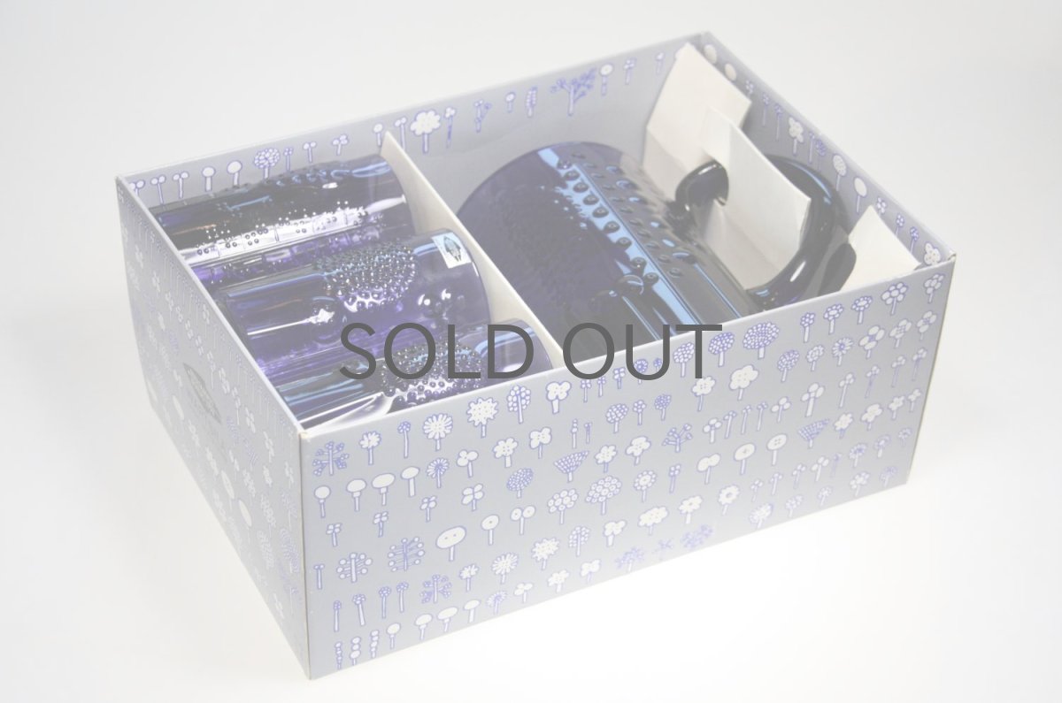 画像10: Oiva Toikka/オイバ・トイッカ/ビンテージ/フローラ/ダークブルーピッチャー&グラスセット/オリジナルBOX付き (10)