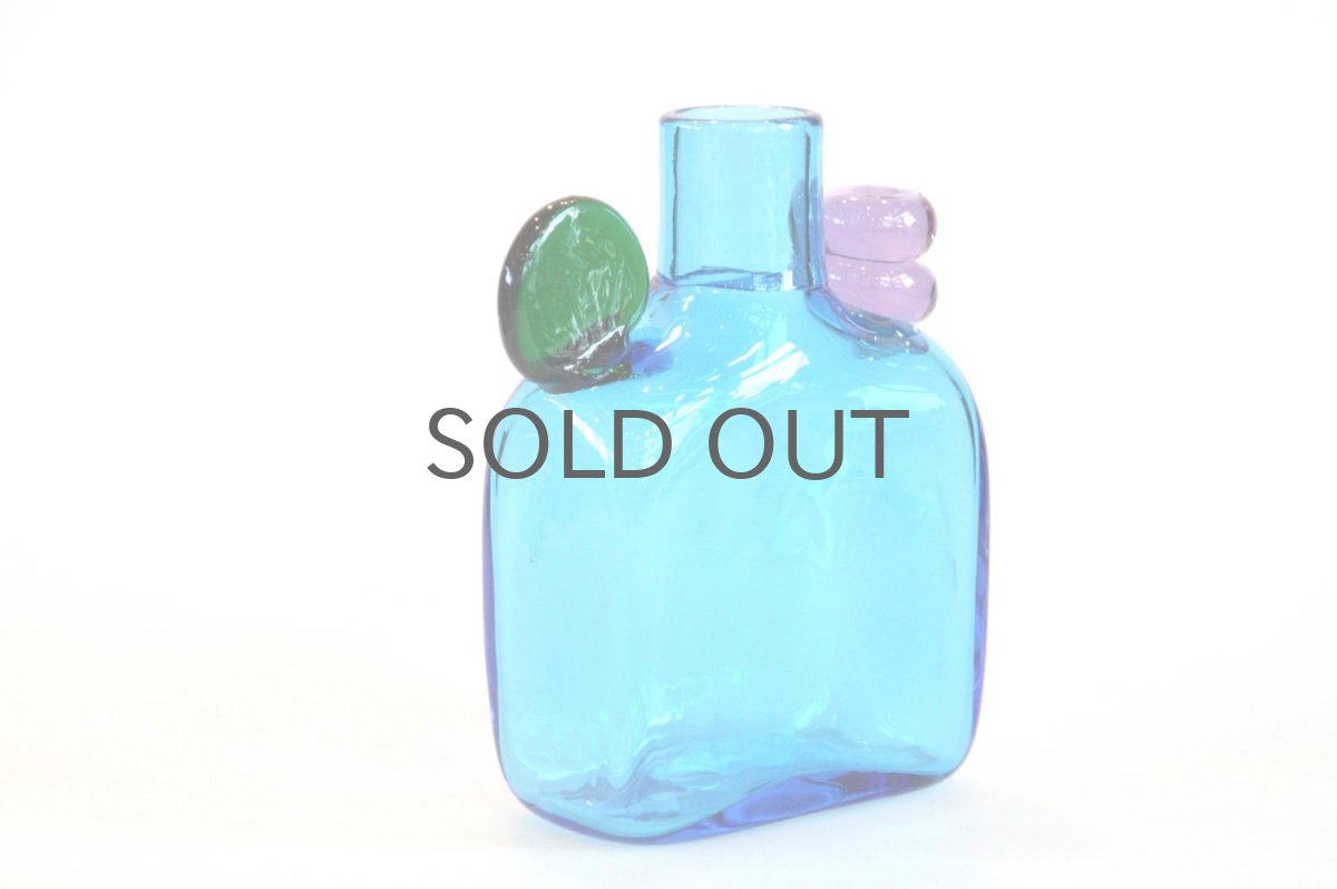 画像3: 北欧アートガラス/ビンテージガラス/Oiva Toikka/オイバ・トイッカ/Nuutajarvi/ヌータヤルヴィ/ PomPom Bottle/N526/ブルー (3)