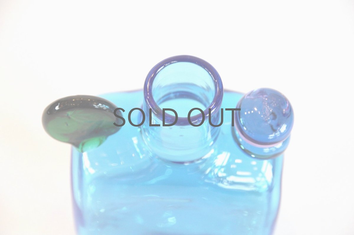 画像6: 北欧アートガラス/ビンテージガラス/Oiva Toikka/オイバ・トイッカ/Nuutajarvi/ヌータヤルヴィ/ PomPom Bottle/N526/ブルー (6)