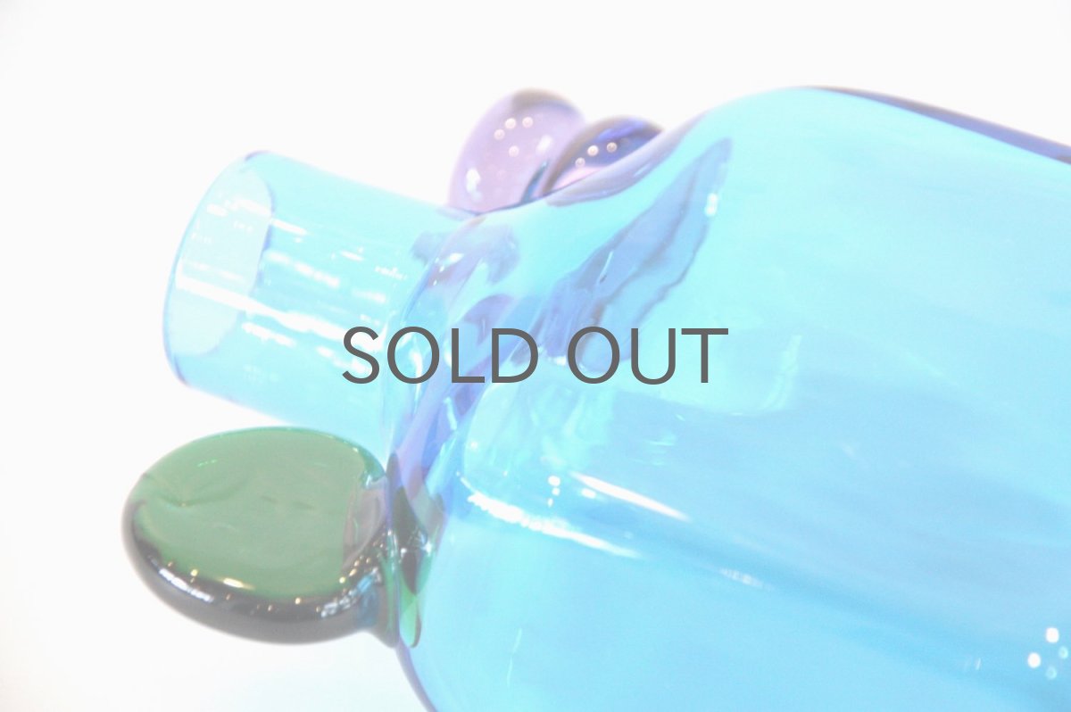 画像5: 北欧アートガラス/ビンテージガラス/Oiva Toikka/オイバ・トイッカ/Nuutajarvi/ヌータヤルヴィ/ PomPom Bottle/N526/ブルー (5)