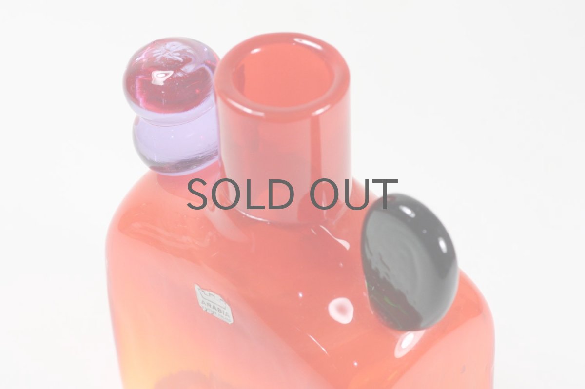 画像6: 北欧アートガラス/ビンテージガラス/Oiva Toikka/オイバ・トイッカ/Nuutajarvi/ニュータルヤルヴィ/ Pampula/PomPom Bottle/N526/オレンジ (6)