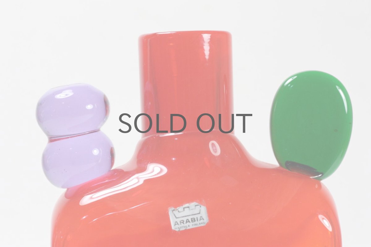 画像5: 北欧アートガラス/ビンテージガラス/Oiva Toikka/オイバ・トイッカ/Nuutajarvi/ニュータルヤルヴィ/ Pampula/PomPom Bottle/N526/オレンジ (5)