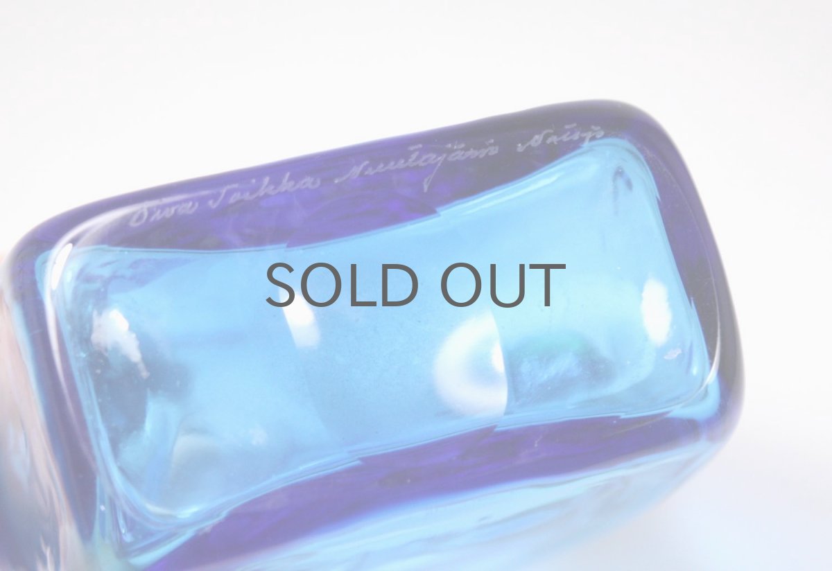 画像7: 北欧アートガラス/ビンテージガラス/Oiva Toikka/オイバ・トイッカ/Nuutajarvi/ヌータヤルヴィ/ Pompula/PomPom Bottle/N526/ブルー (7)