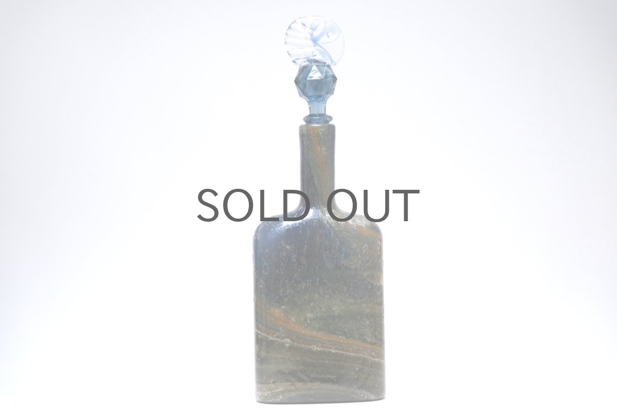 画像2: 北欧アートガラス/ビンテージガラス/Oiva Toikka/オイバ・トイッカ/Nuutajarvi/ヌータヤルヴィ/Puteli/プテリボトル/Lサイズ/ダークブルー (2)