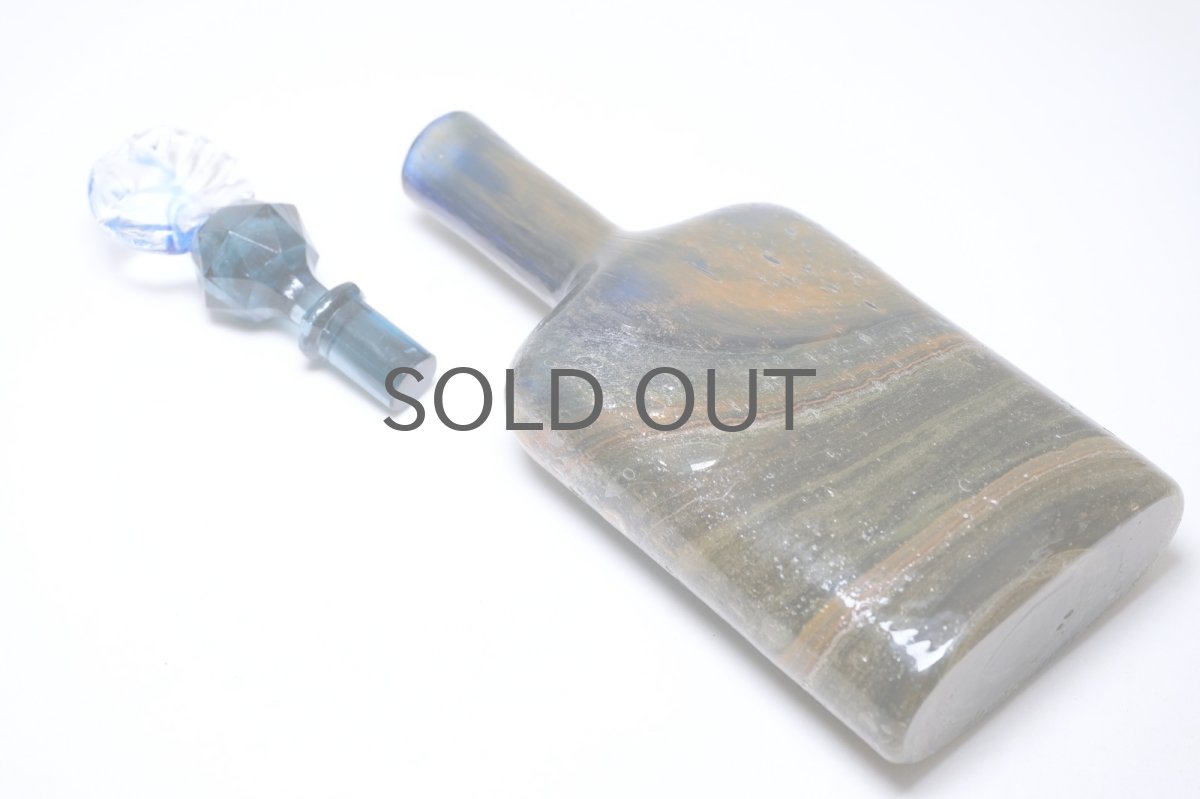 画像6: 北欧アートガラス/ビンテージガラス/Oiva Toikka/オイバ・トイッカ/Nuutajarvi/ヌータヤルヴィ/Puteli/プテリボトル/Lサイズ/ダークブルー (6)