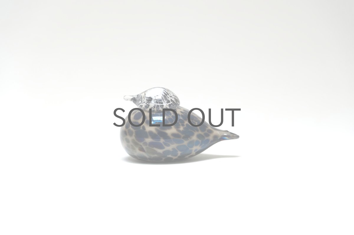 画像1: 北欧アートガラス/iittala/イッタラバード/Oiva Toikka/オイバトイッカ/Pikku Hippi/ピックヒッピ/Small GoldCrest//巣付き/スモーク&ブラック斑点/No.1 (1)