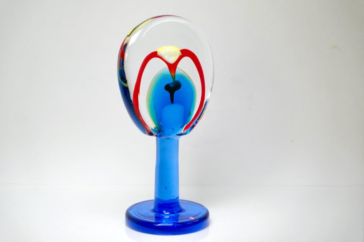 画像3: 北欧アートガラス/ビンテージガラス/アートピース/Oiva Toikka/オイバトイッカ/Lollipop/ロリポップ/2004/200個限定/ブルー (3)