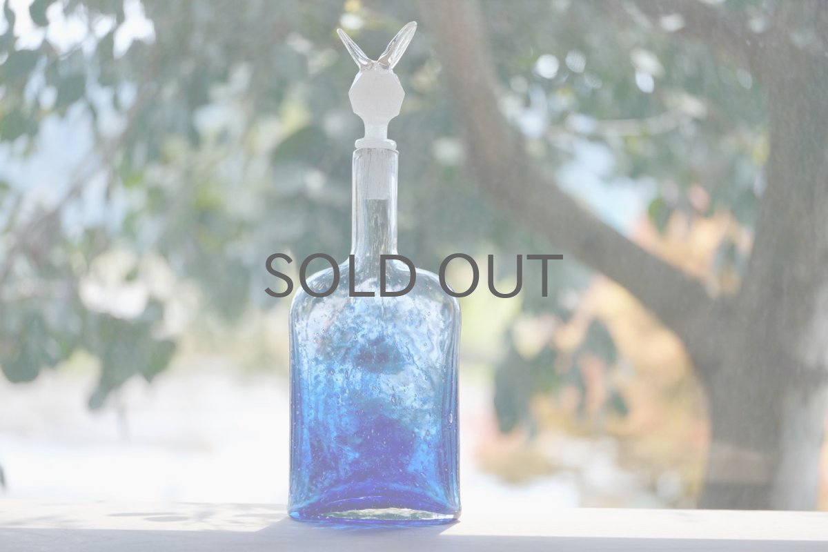 画像12: 北欧アートガラス/ビンテージガラス/Oiva Toikka/オイバ・トイッカ/Nuutajarvi/ヌータヤルヴィ/Puteli/プテリボトル/Lサイズ/ブルー (12)