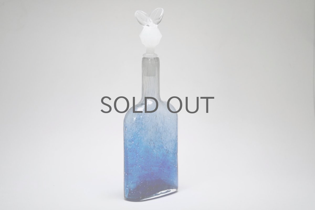 画像2: 北欧アートガラス/ビンテージガラス/Oiva Toikka/オイバ・トイッカ/Nuutajarvi/ヌータヤルヴィ/Puteli/プテリボトル/Lサイズ/ブルー (2)