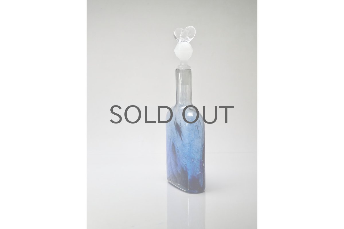 画像3: 北欧アートガラス/ビンテージガラス/Oiva Toikka/オイバ・トイッカ/Nuutajarvi/ヌータヤルヴィ/Puteli/プテリボトル/Lサイズ/ブルー (3)