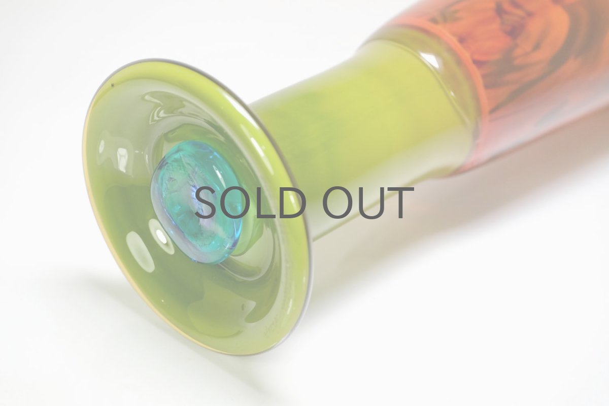 画像9: 北欧アートガラス/ビンテージガラス/Oiva Toikka/オイバ・トイッカ/Nuutajarvi/ヌータヤルヴィ/オレンジ✕グリーン/ユニークピース (9)