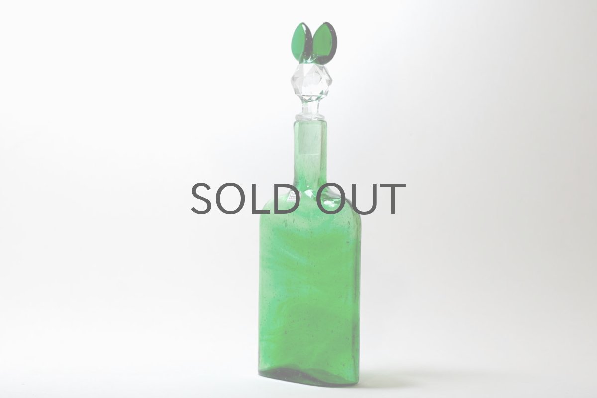 画像2: 北欧アートガラス/ビンテージガラス/Oiva Toikka/オイバ・トイッカ/Nuutajarvi/ヌータヤルヴィ/Puteli/プテリボトル/Lサイズグリーン (2)