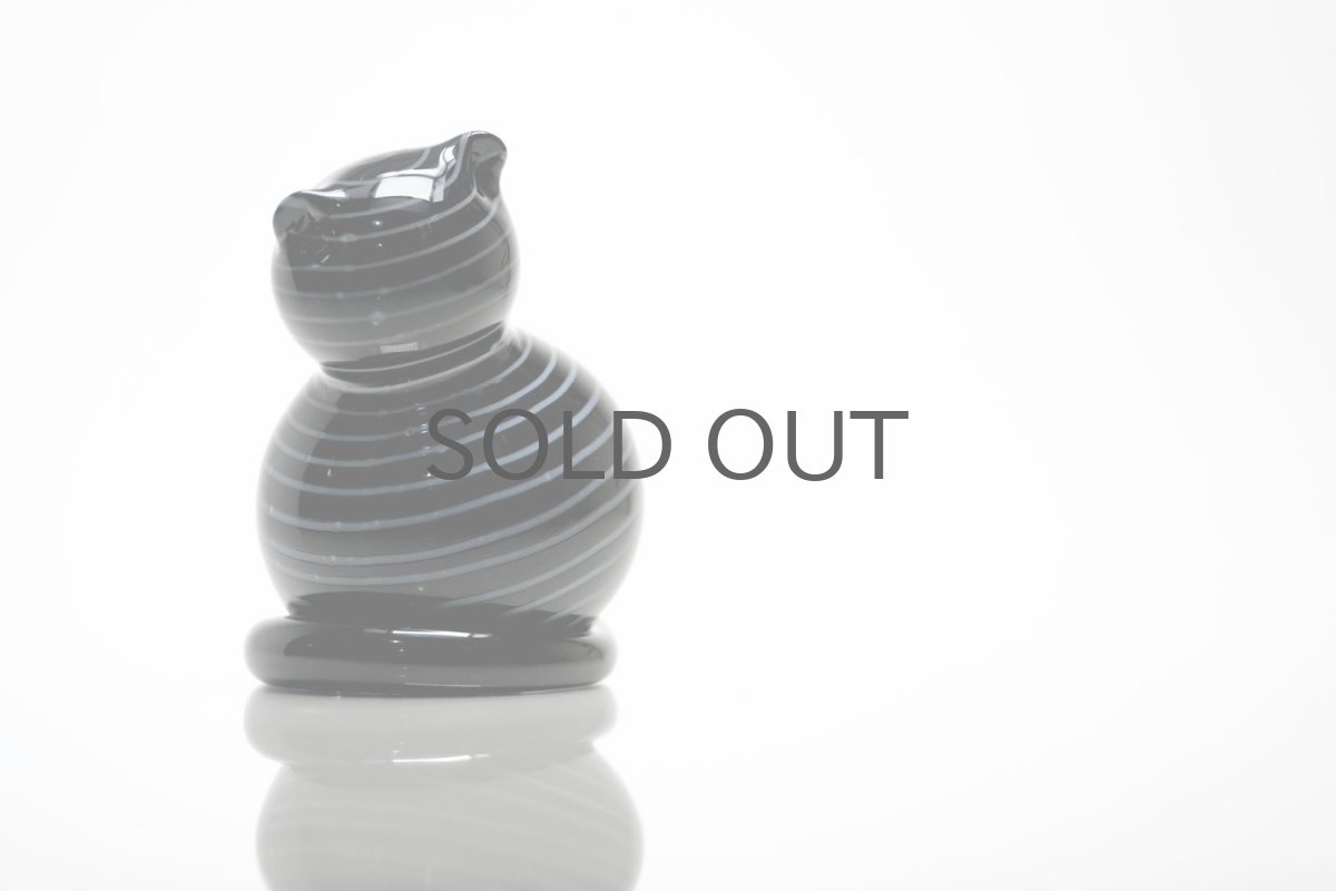 画像4: 北欧アートガラス/ビンテージガラス/Inkeri Toikka/インケリ・トイッカ/Kissa/ネコ/ボーダーブラック (4)