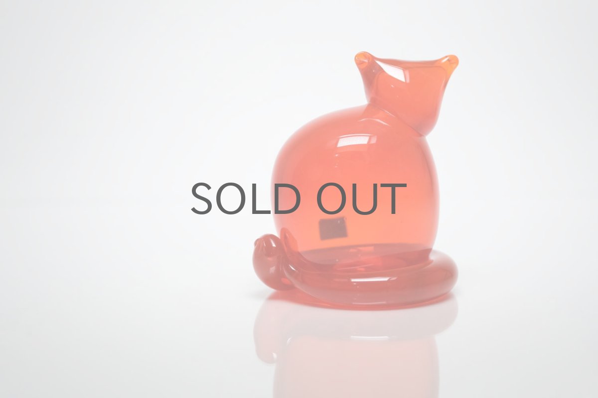 画像3: 北欧アートガラス/ビンテージガラス/Inkeri Toikka/インケリ・トイッカ/Kissa/ネコ/レッド (3)