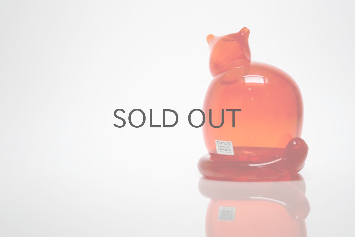 画像2: 北欧アートガラス/ビンテージガラス/Inkeri Toikka/インケリ・トイッカ/Kissa/ネコ/レッド (2)