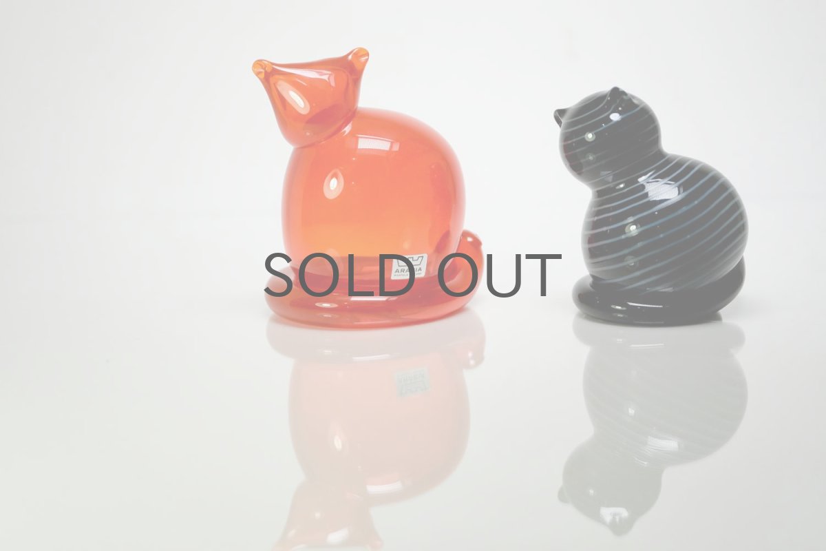 画像7: 北欧アートガラス/ビンテージガラス/Inkeri Toikka/インケリ・トイッカ/Kissa/ネコ/ボーダーブラック (7)