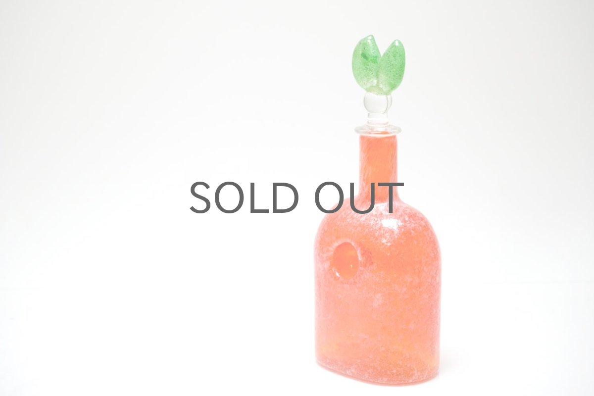 画像6: 北欧アートガラス/ビンテージガラス/Oiva Toikka/オイバ・トイッカ/Nuutajarvi/ヌータヤルヴィ/Puteli/プテリボトル/Sサイズ/オレンジ&グリーン (6)