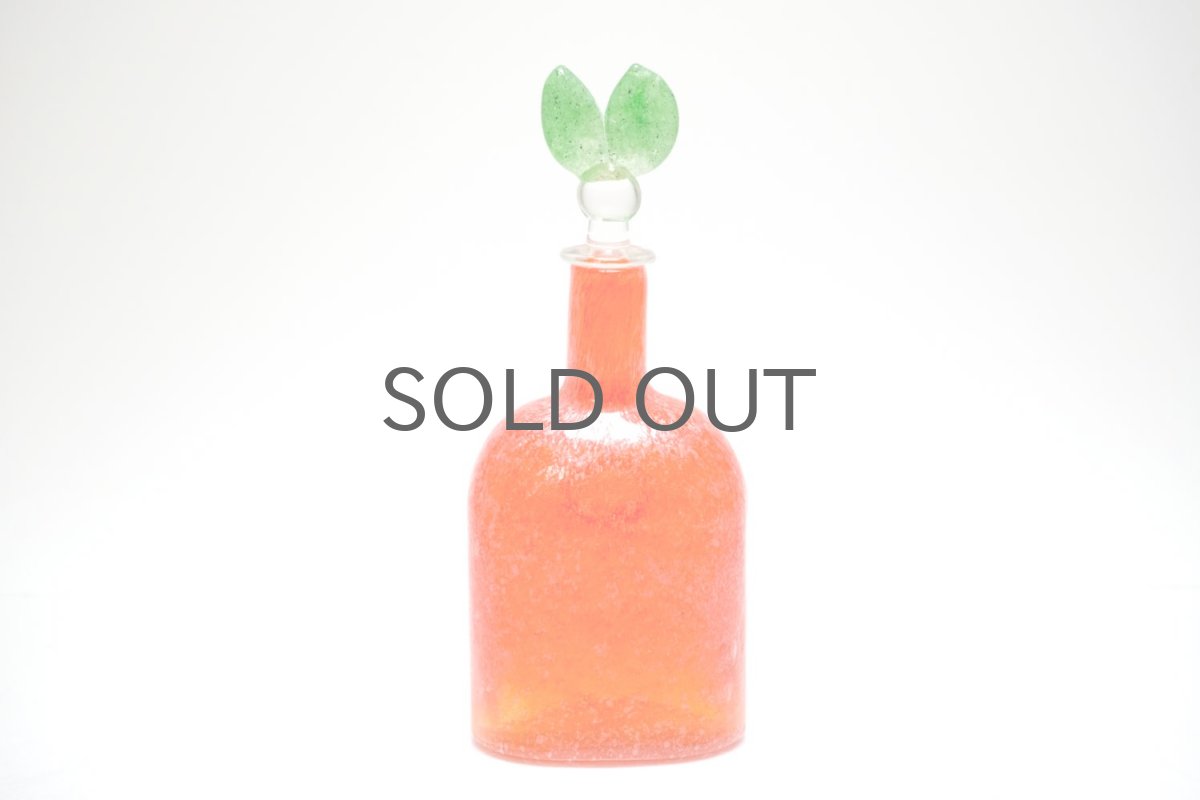 画像5: 北欧アートガラス/ビンテージガラス/Oiva Toikka/オイバ・トイッカ/Nuutajarvi/ヌータヤルヴィ/Puteli/プテリボトル/Sサイズ/オレンジ&グリーン (5)