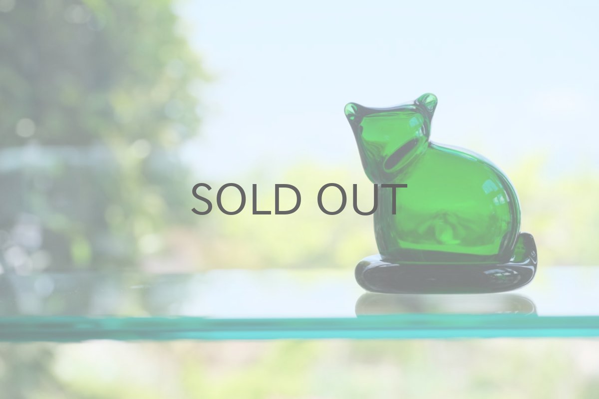 画像7: 北欧アートガラス/ビンテージガラス/Inkeri Toikka/インケリ・トイッカ/Kissa/グリーン/子猫  (7)