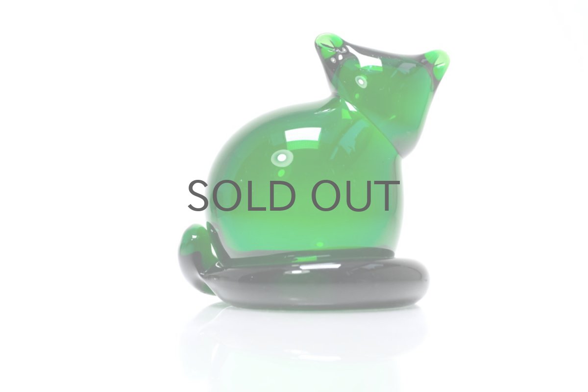 画像2: 北欧アートガラス/ビンテージガラス/Inkeri Toikka/インケリ・トイッカ/Kissa/グリーン/子猫  (2)