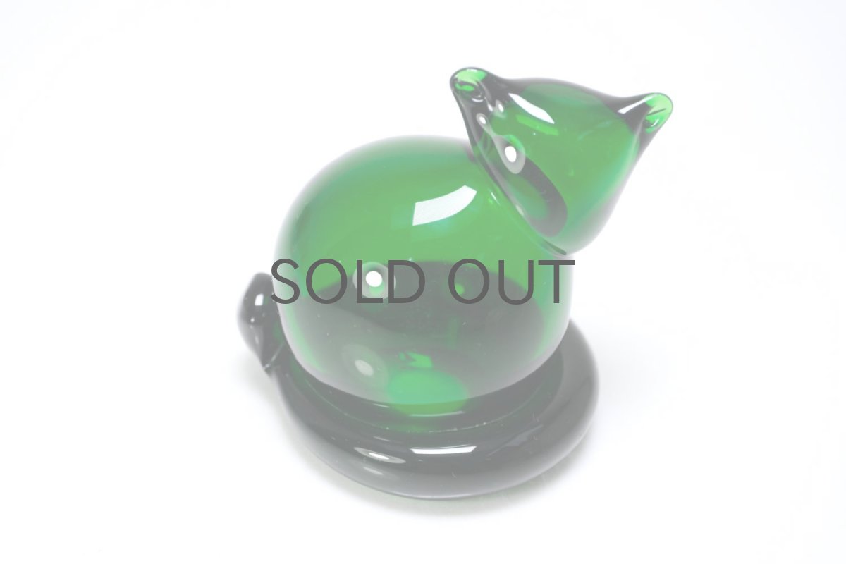 画像4: 北欧アートガラス/ビンテージガラス/Inkeri Toikka/インケリ・トイッカ/Kissa/グリーン/子猫  (4)