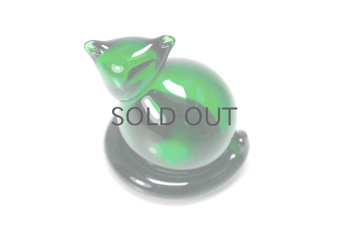 画像5: 北欧アートガラス/ビンテージガラス/Inkeri Toikka/インケリ・トイッカ/Kissa/グリーン/子猫  (5)