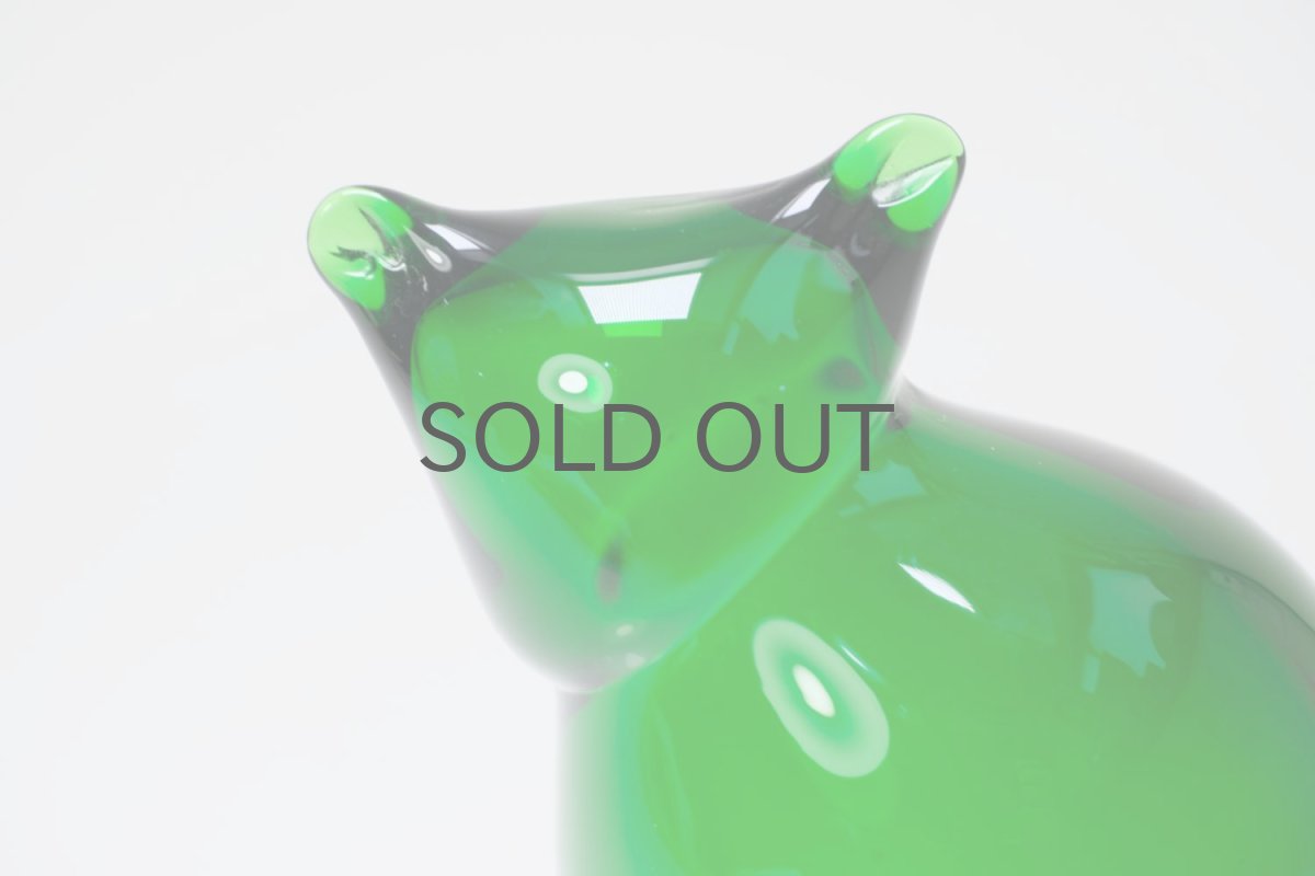 画像2: 北欧アートガラス/ビンテージガラス/Inkeri Toikka/インケリ・トイッカ/Kissa/グリーン/子猫  (2)