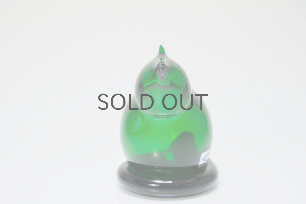 画像5: 北欧アートガラス/ビンテージガラス/Inkeri Toikka/インケリ・トイッカ/Kissa/グリーン/子猫  (5)