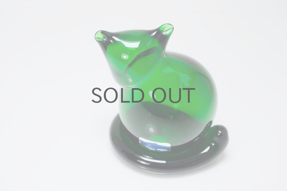 画像6: 北欧アートガラス/ビンテージガラス/Inkeri Toikka/インケリ・トイッカ/Kissa/グリーン/子猫  (6)