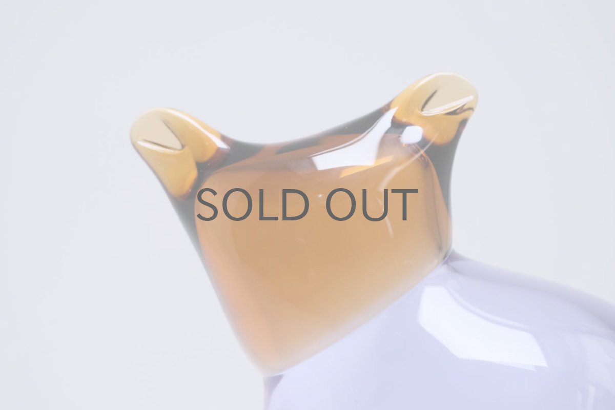 画像2: 北欧アートガラス/ビンテージガラス/Inkeri Toikka/インケリ・トイッカ/Kissa/アメジスト&アンバー/ネコオブジェ (2)