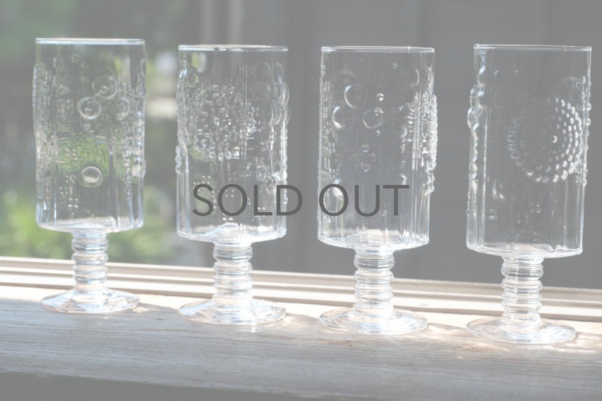 画像2: 北欧ビンテージガラス/Oiva Toikka/オイバトイッカ/フローラ/NUUTAJARVI/ヌータヤルヴィ/脚付きタンブラー/ビアグラス/パフェグラス/クリア/Mサイズ (2)