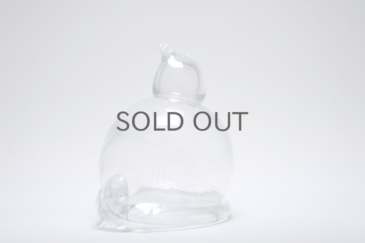 画像3: 北欧アートガラス/ビンテージガラス/Inkeri Toikka/インケリ・トイッカ/Kissa/クリアコントロールバブル/親猫  (3)