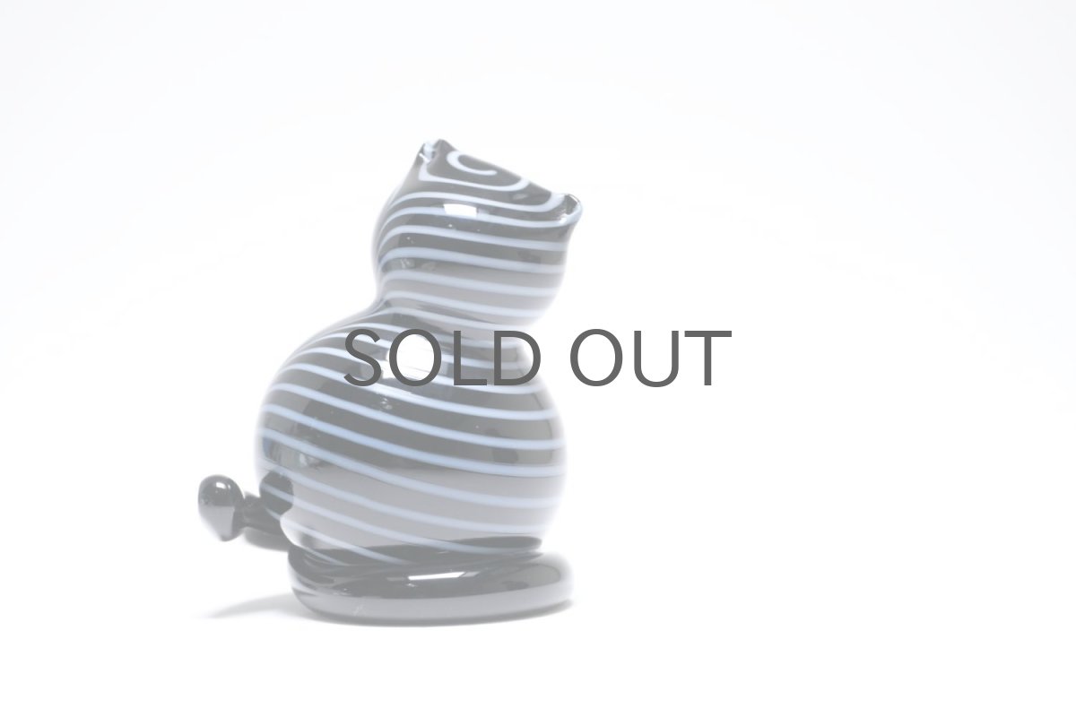 画像5: 北欧アートガラス/ビンテージガラス/Inkeri Toikka/インケリ・トイッカ/Kissa/ネコ/ボーダーブラック&ホワイト/子ネコ (5)