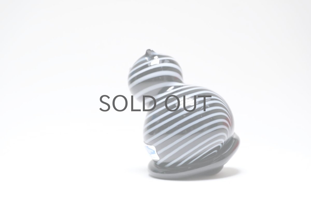 画像3: 北欧アートガラス/ビンテージガラス/Inkeri Toikka/インケリ・トイッカ/Kissa/ネコ/ボーダーブラック＆ホワイト/子ネコ (3)