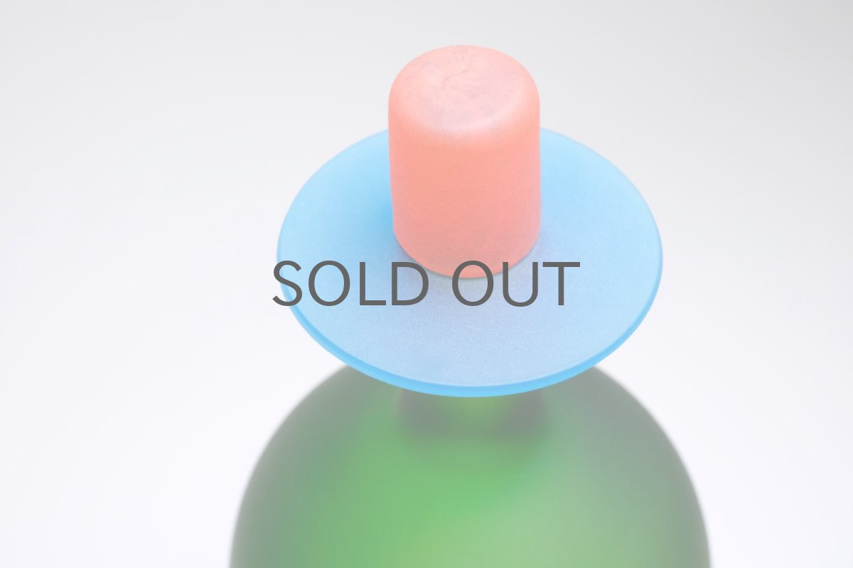 画像2: 北欧アートガラス/ビンテージガラス/Oiva Toikka/オイバ・トイッカ/Nuutajarvi/ヌータヤルヴィ/Pro Arte/OZボトル/グリーン✕オレンジ (2)