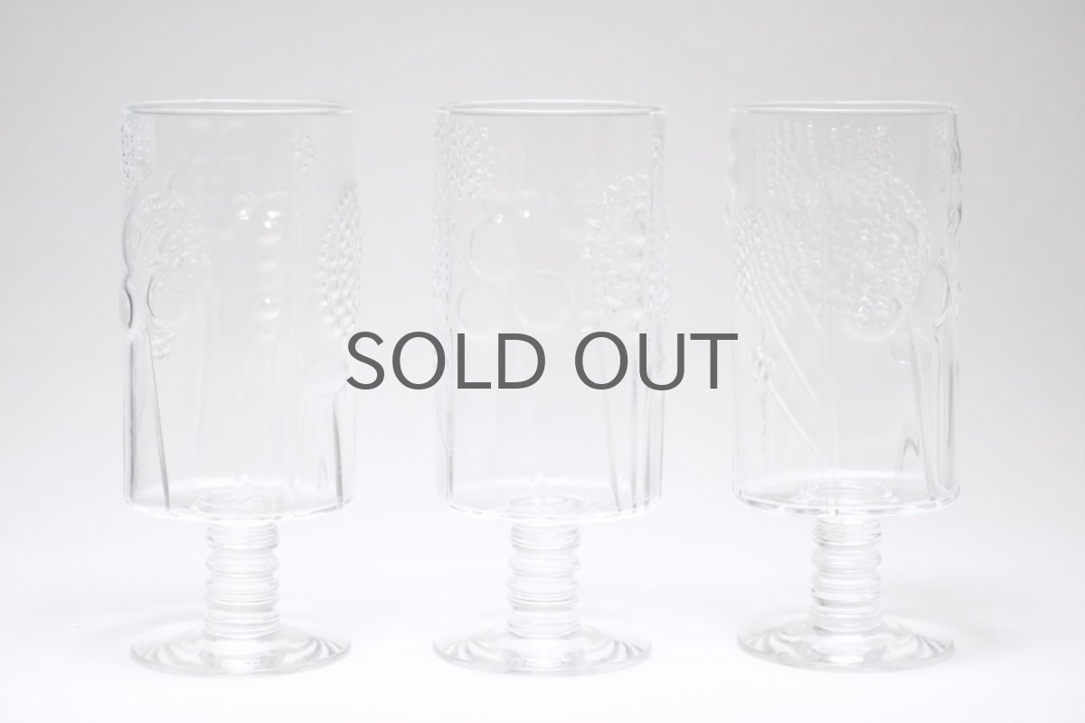 画像2: 北欧ビンテージガラス/Oiva Toikka/オイバトイッカ/フローラ/ヌータヤルヴィ/脚付きタンブラー/ビアグラス/パフェグラス/クリア/Lサイズ (2)