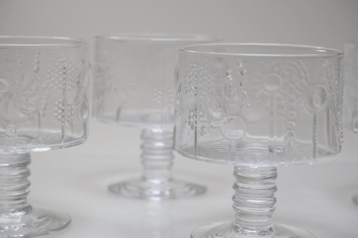 画像7: 北欧ビンテージガラス/Oiva Toikka/オイバトイッカ/Flora/フローラ/ヌータヤルヴィ/脚付き/デザートボウル (7)