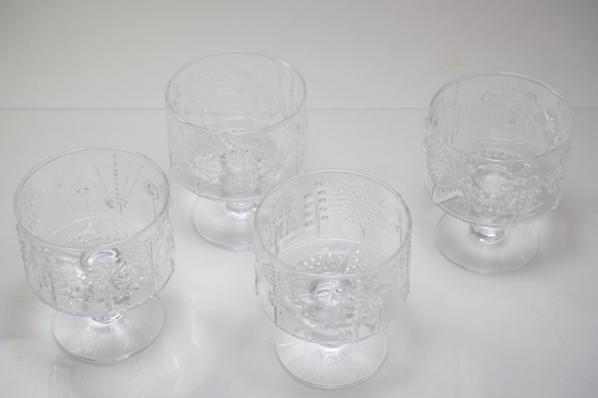 画像9: 北欧ビンテージガラス/Oiva Toikka/オイバトイッカ/Flora/フローラ/ヌータヤルヴィ/脚付き/デザートボウル (9)